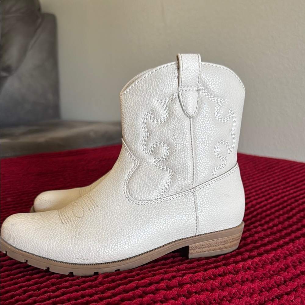 White Western Ankle Boots